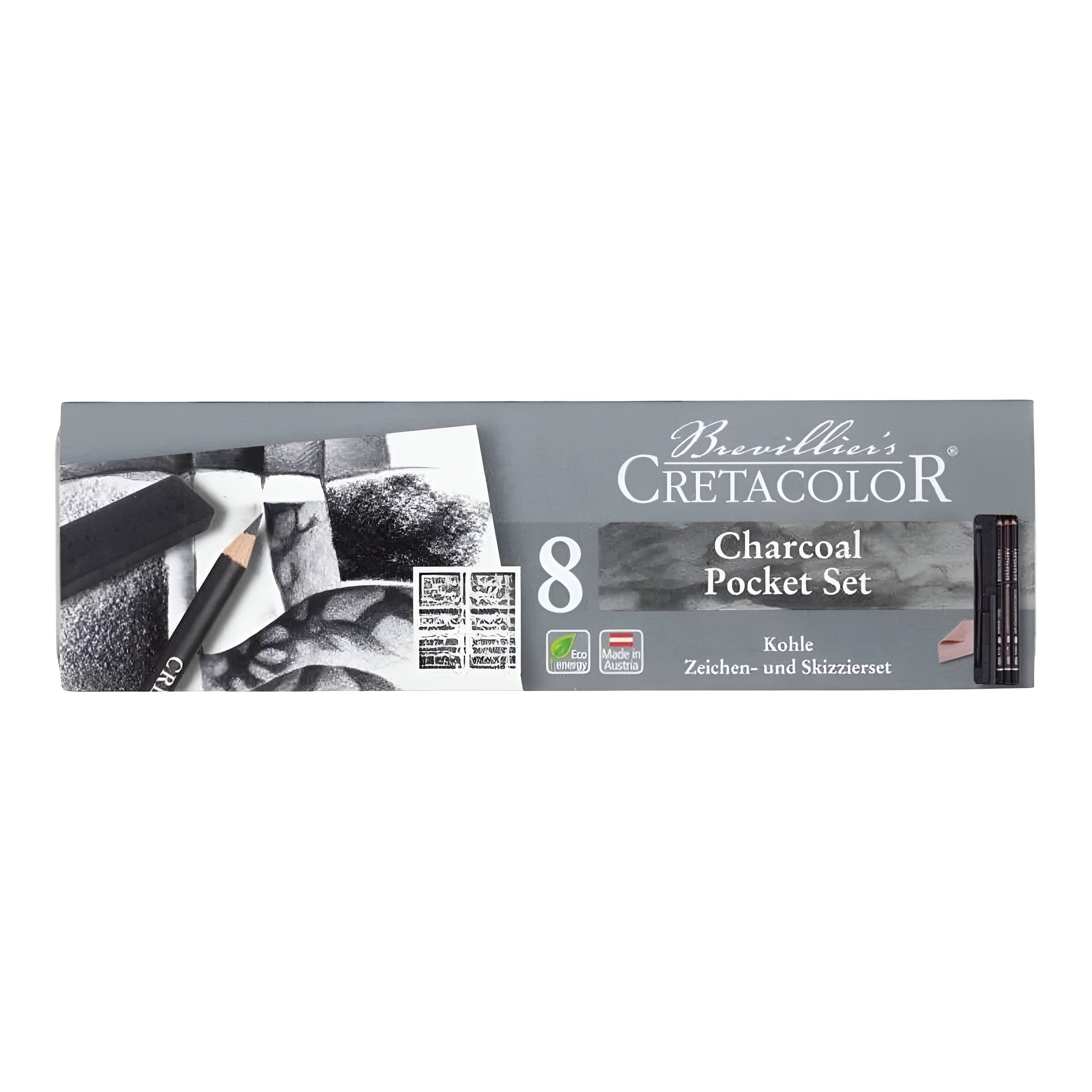 Estojo Lápis para Desenho Cretacolor Charcoal Pocket Set 8 Peças 460 08