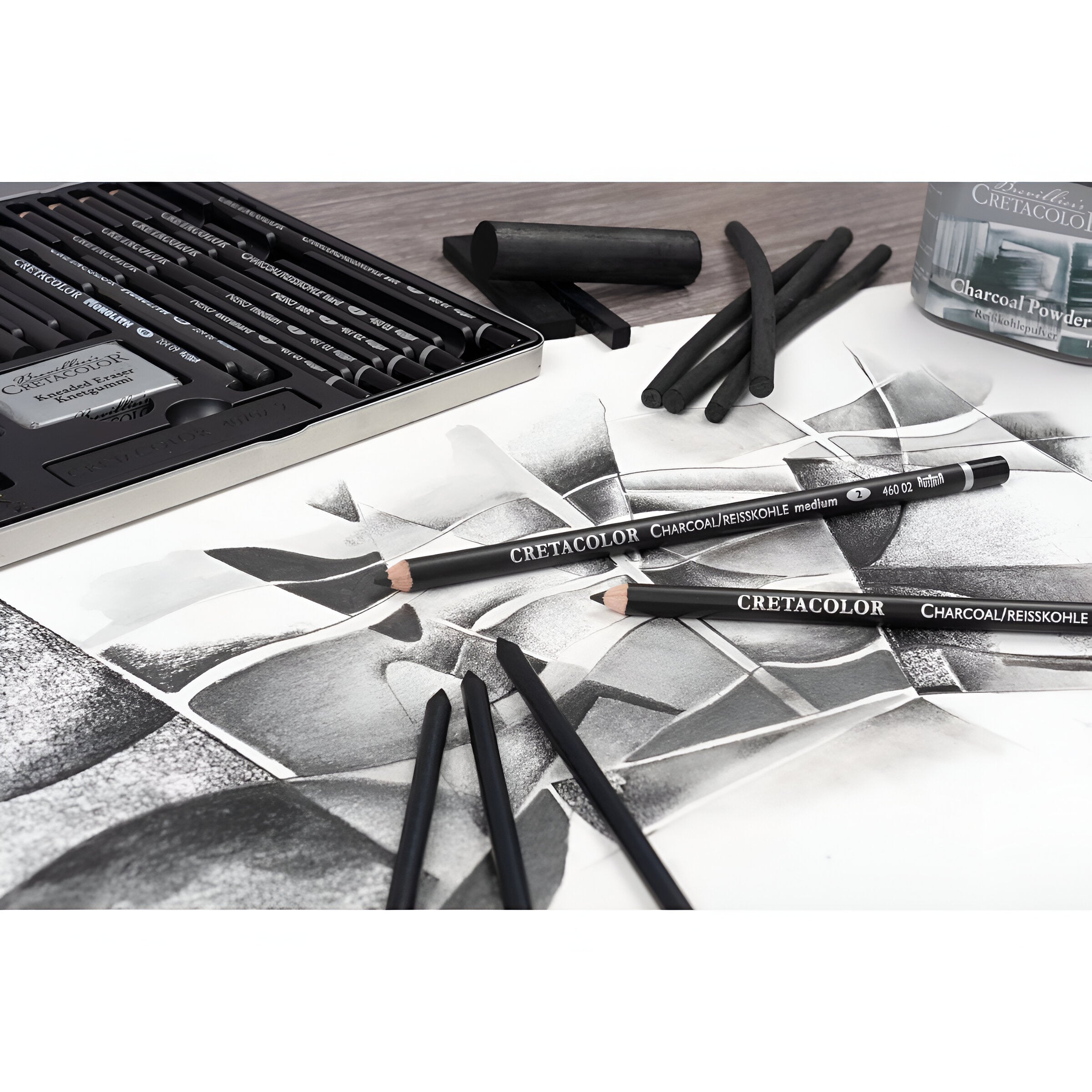 Estojo Lápis para Desenho Cretacolor Charcoal Pocket Set 8 Peças 460 08