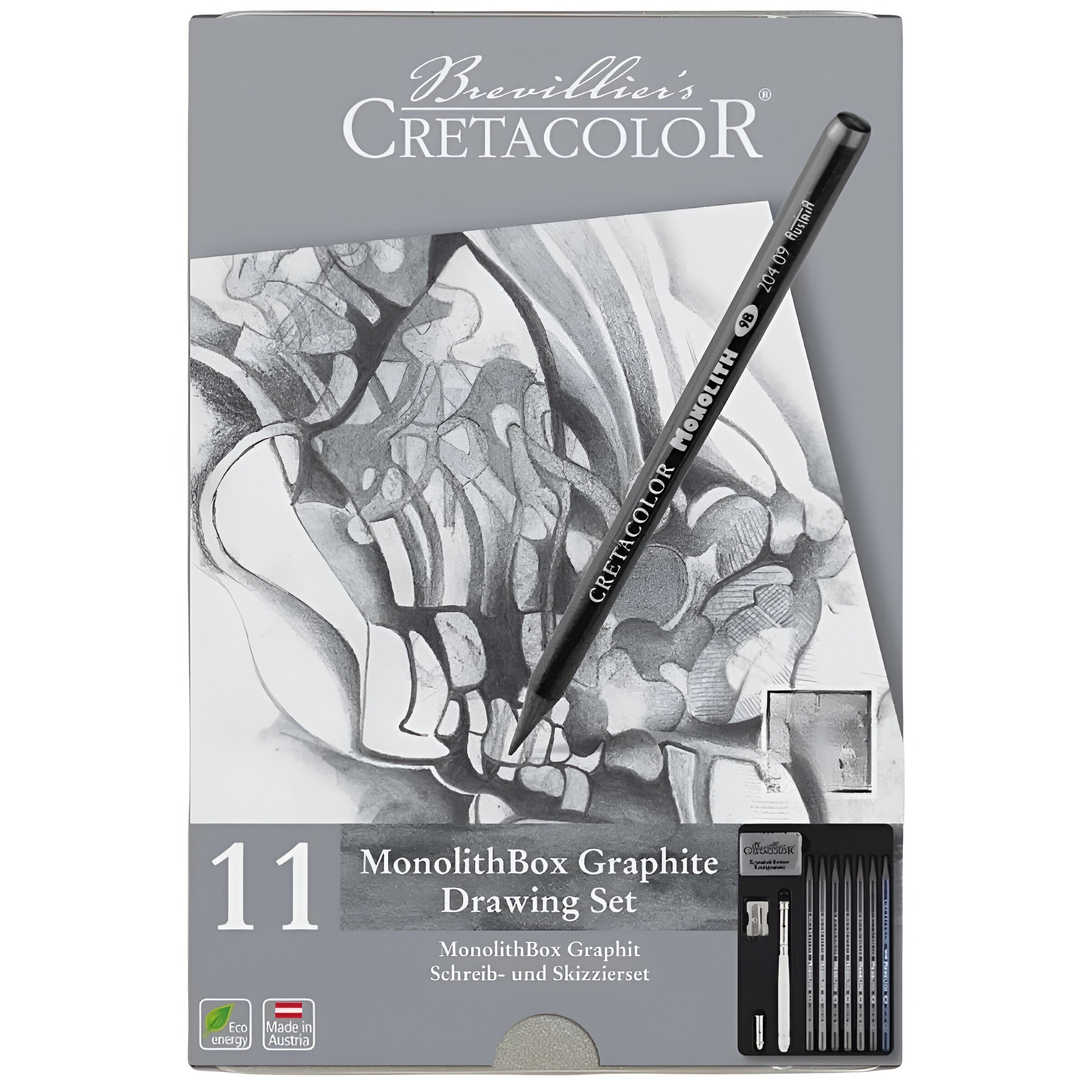 Estojo Lápis Monolith Graphite com Apontador e Extensor Cretacolor 11 Peças 204 30