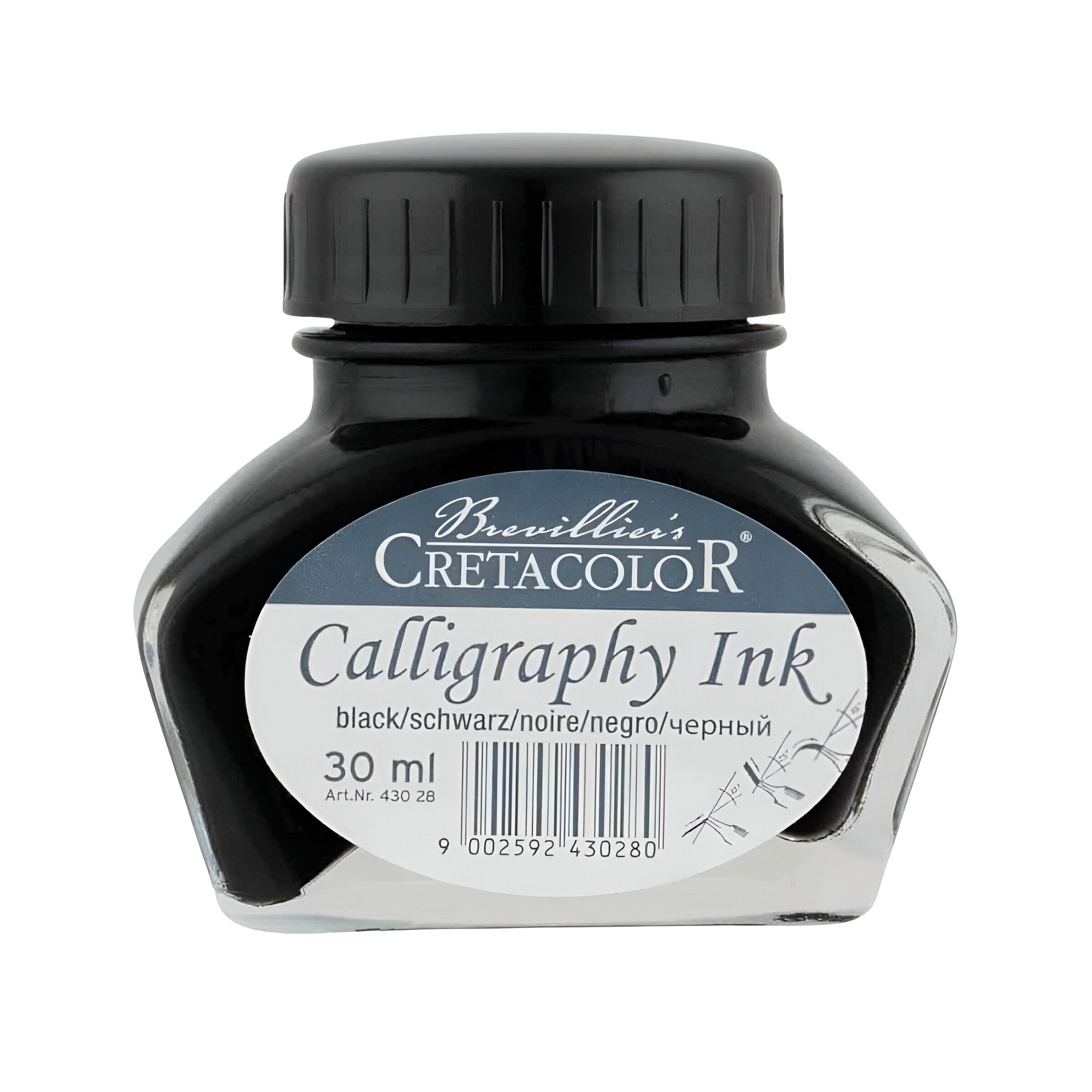 Tinta para Caligrafia Preta Cretacolor 30ml - 430 28