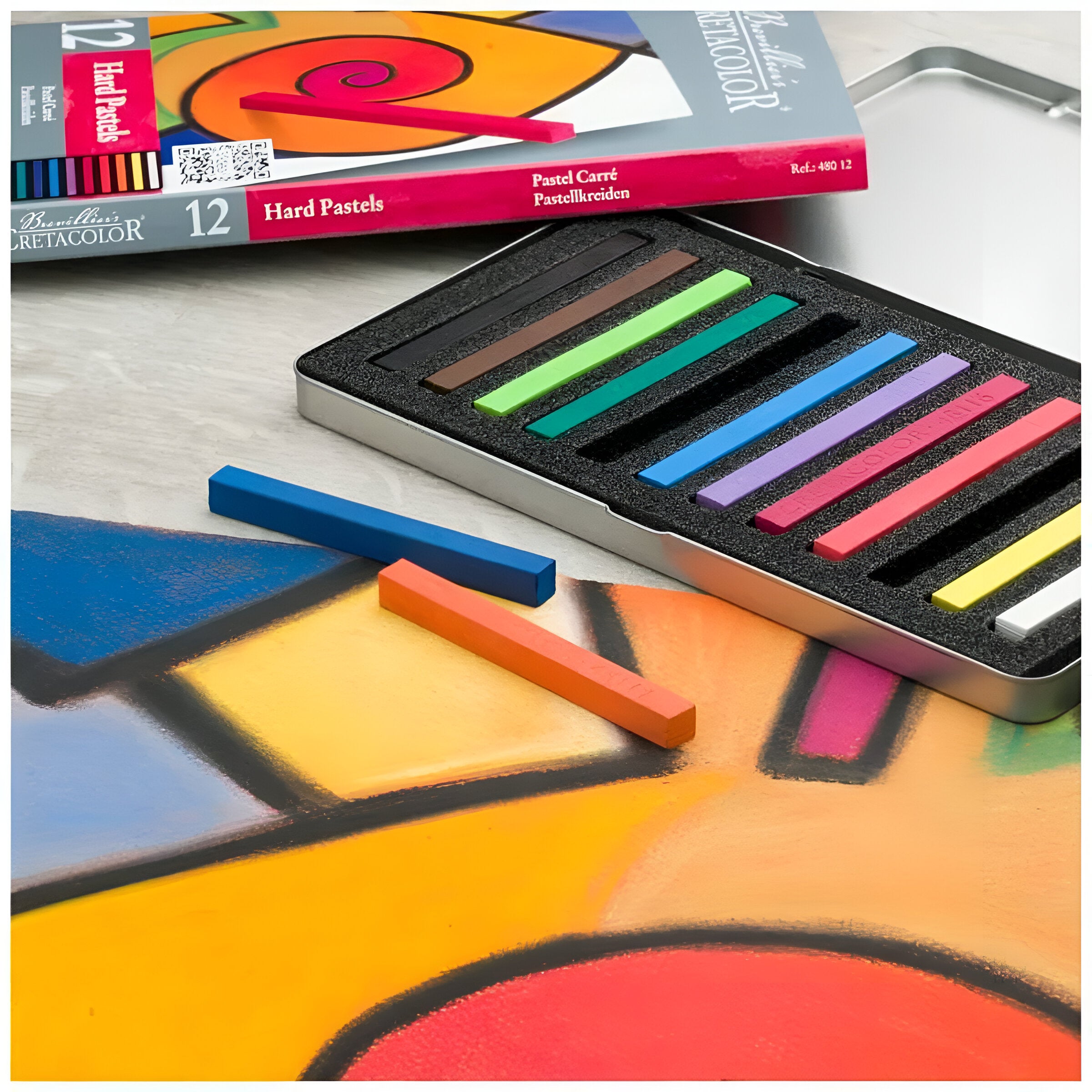 Giz Pastel Seco Cretacolor Hard Carré Starter com 12 Cores 48020