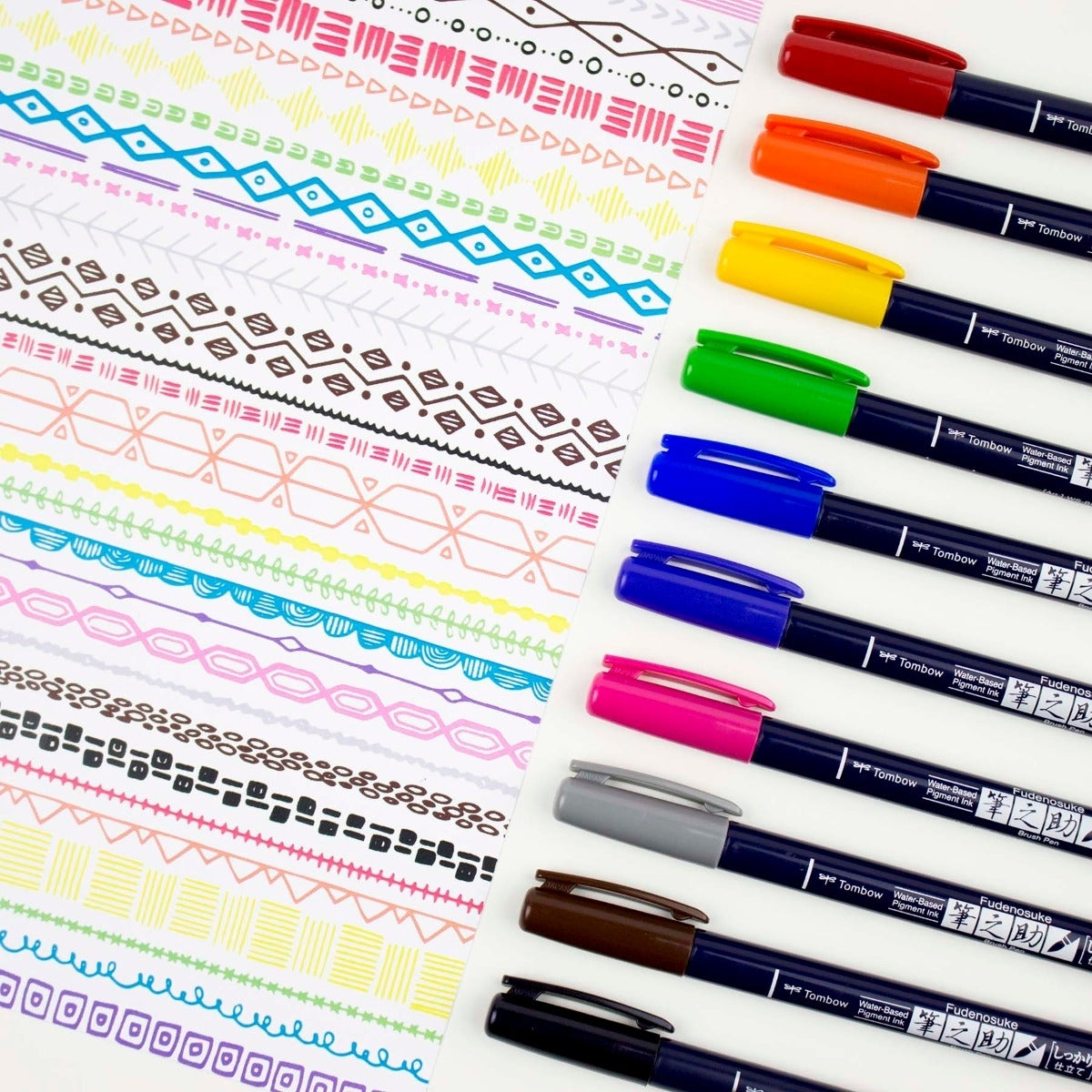 Estojo Caneta Fudenosuke Colors 10 Cores - Tombow - 56429