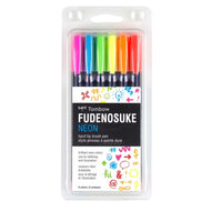 Estojo Caneta Fudenosuke Neon Colors 6 Cores - Tombow - 56437