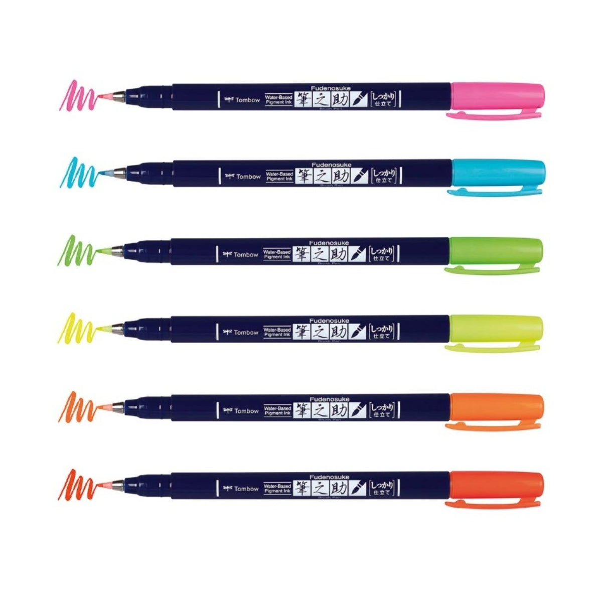 Estojo Caneta Fudenosuke Neon Colors 6 Cores - Tombow - 56437