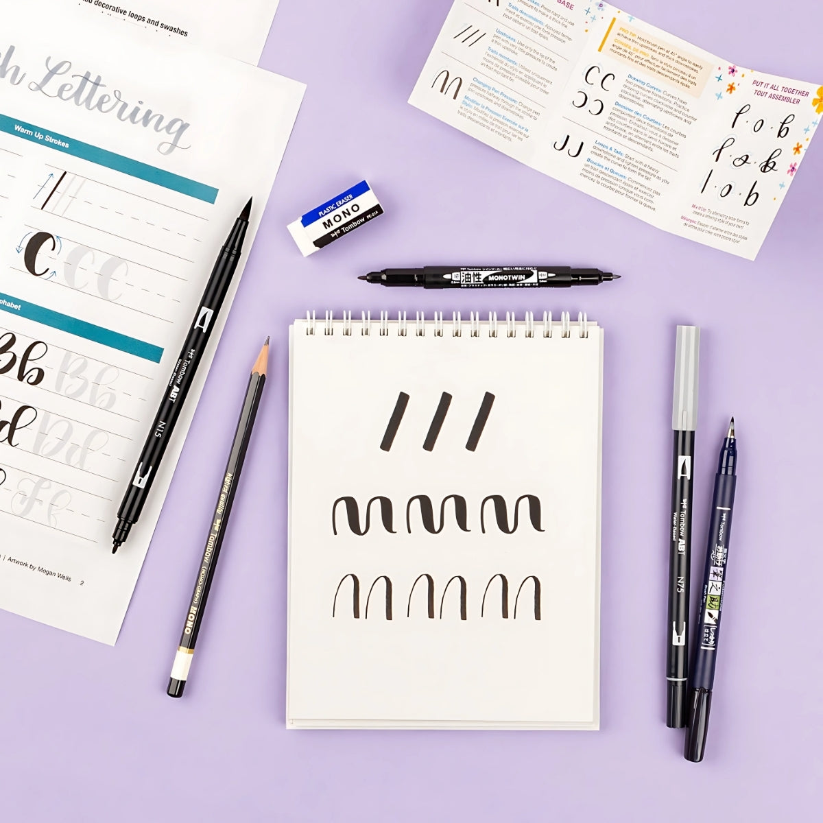 Kit Caligrafia Iniciante Lettering 6 Peças - Tombow - 56190