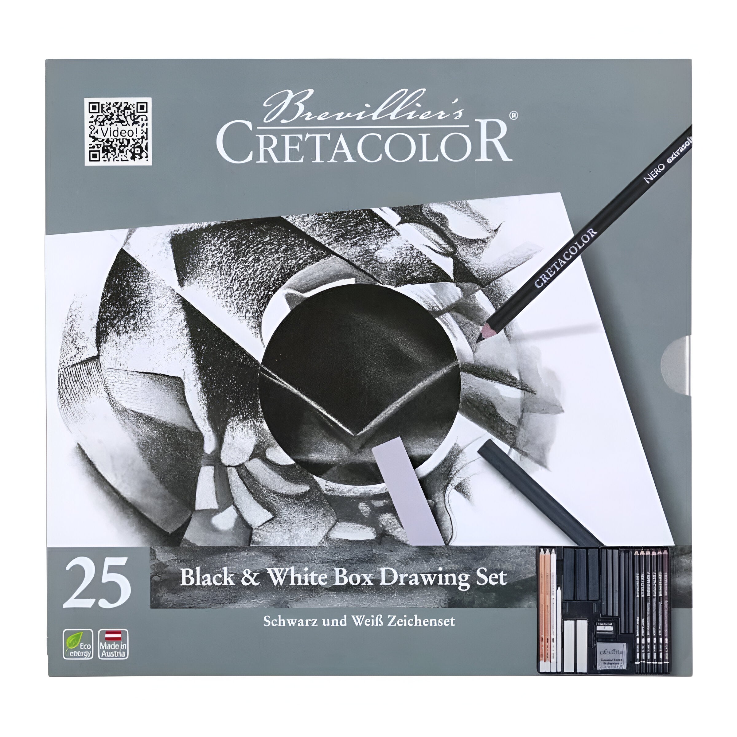 Conjunto para Desenho Cretacolor Black & White Box com 25 Peças 400 26