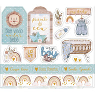 Die Cuts Apliques Recortados em Papel C Hot Stamping Coleção Boho Baby Boy 15,1x13,1cm para Scrapbook e Scrapdecor Ldch-012 - Litoarte