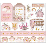 Die Cuts Apliques Recortados em Papel C Hot Stamping Coleção Boho Baby Girl 15,1x13,1cm para Scrapbook e Scrapdecor Ldch-011 - Litoarte