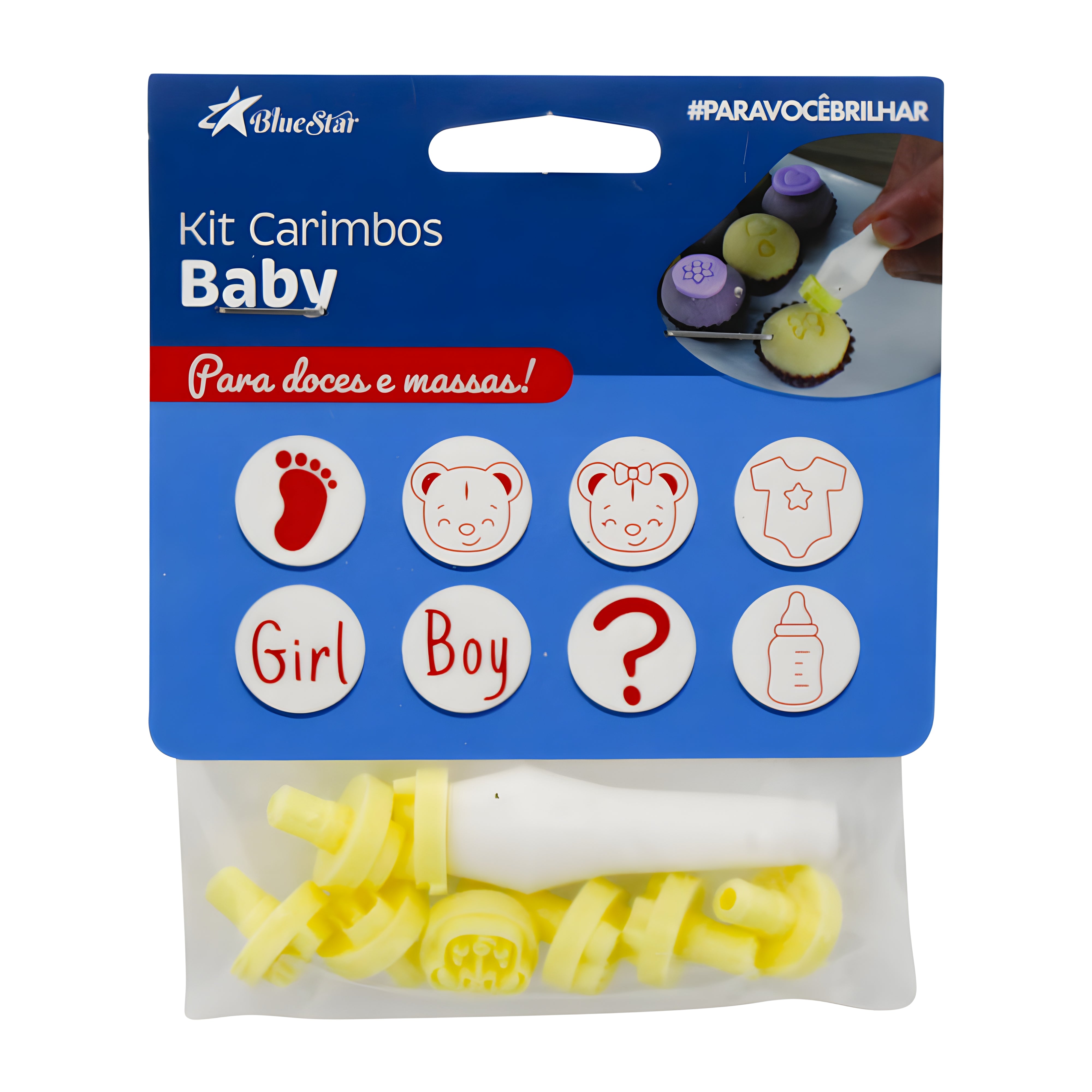 Kit Carimbos Baby para Doces Amarelo com 9 Peças - Bluestar