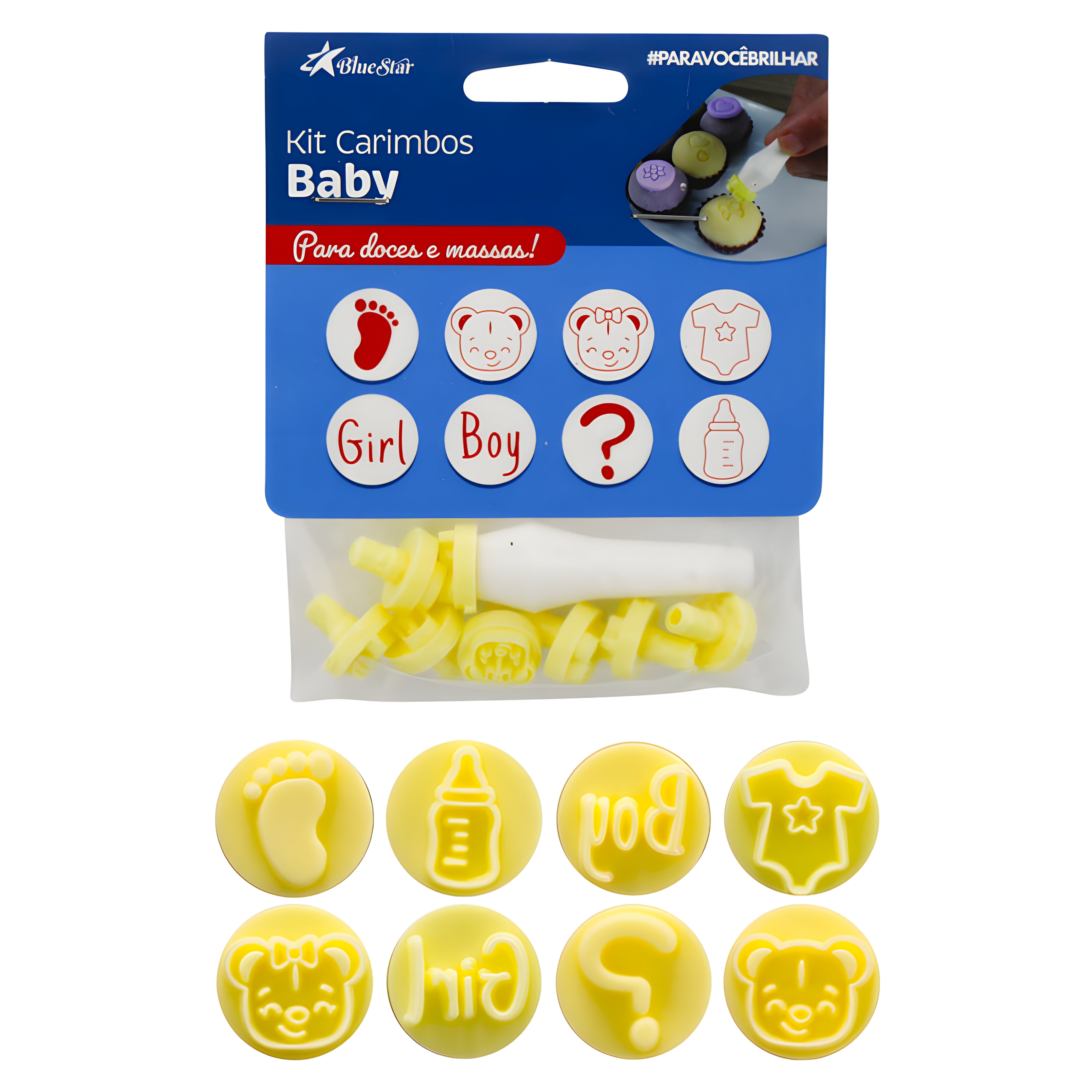 Kit Carimbos Baby para Doces Amarelo com 9 Peças - Bluestar