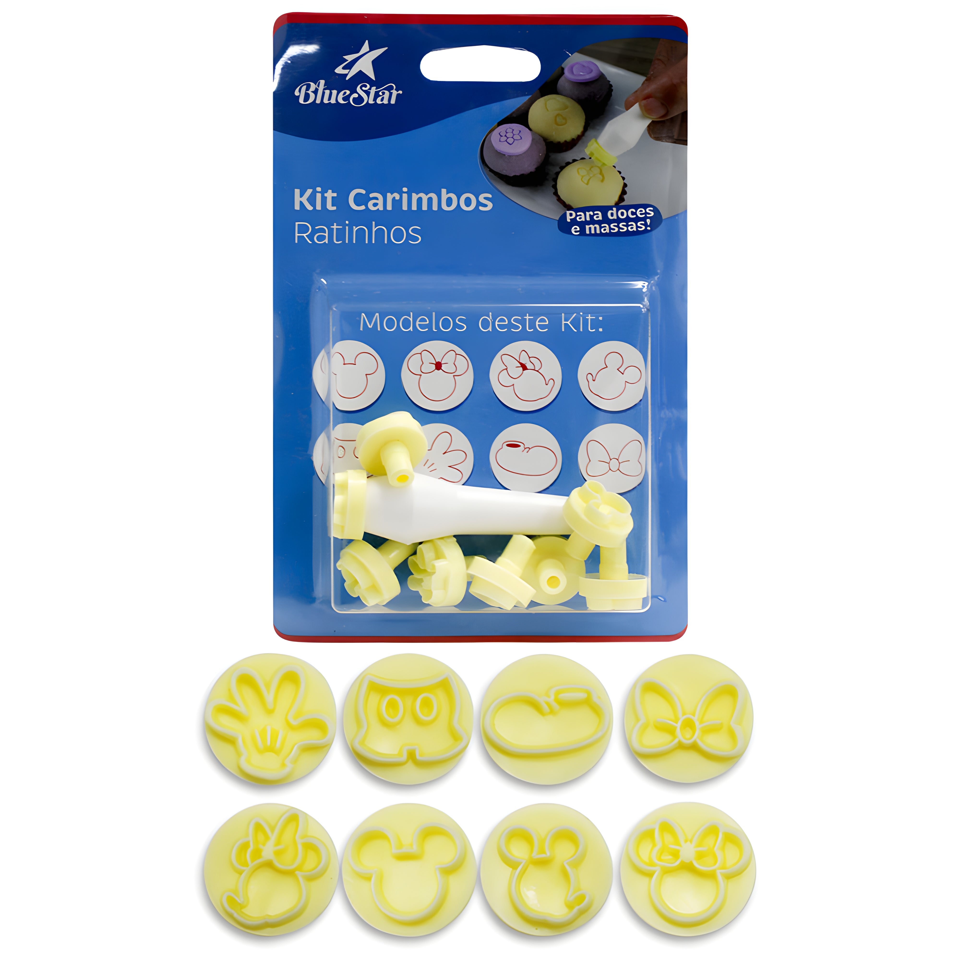 Kit Carimbos Ratinhos para Doces Amarelo com 9 Peças - Bluestar