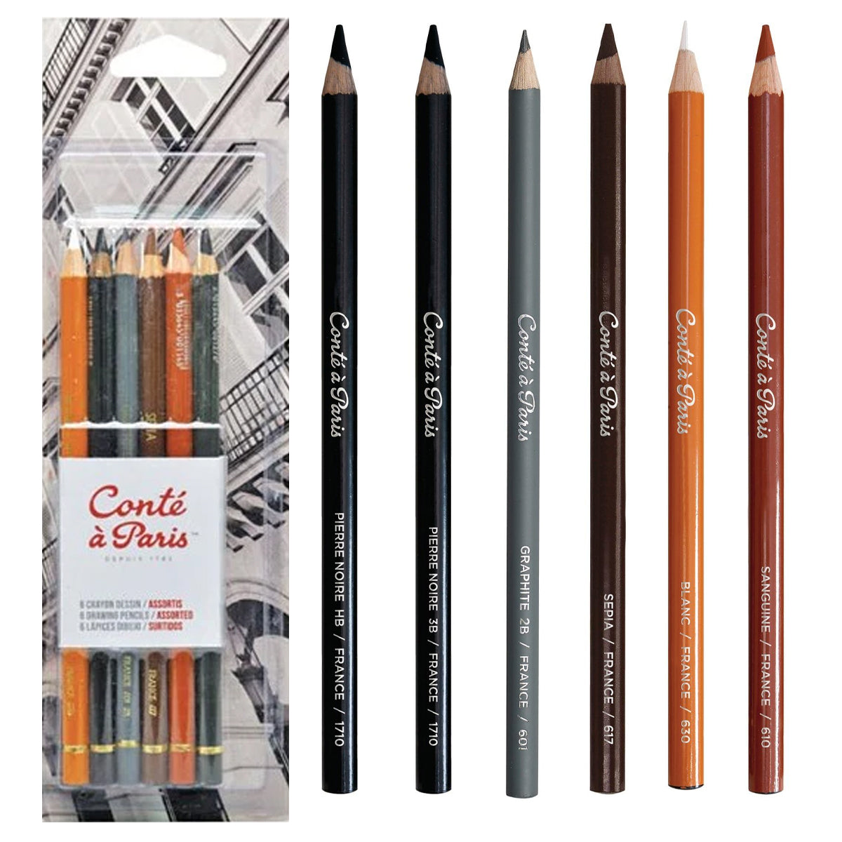 Kit Lápis Conté À Paris Crayon com 6 Cores