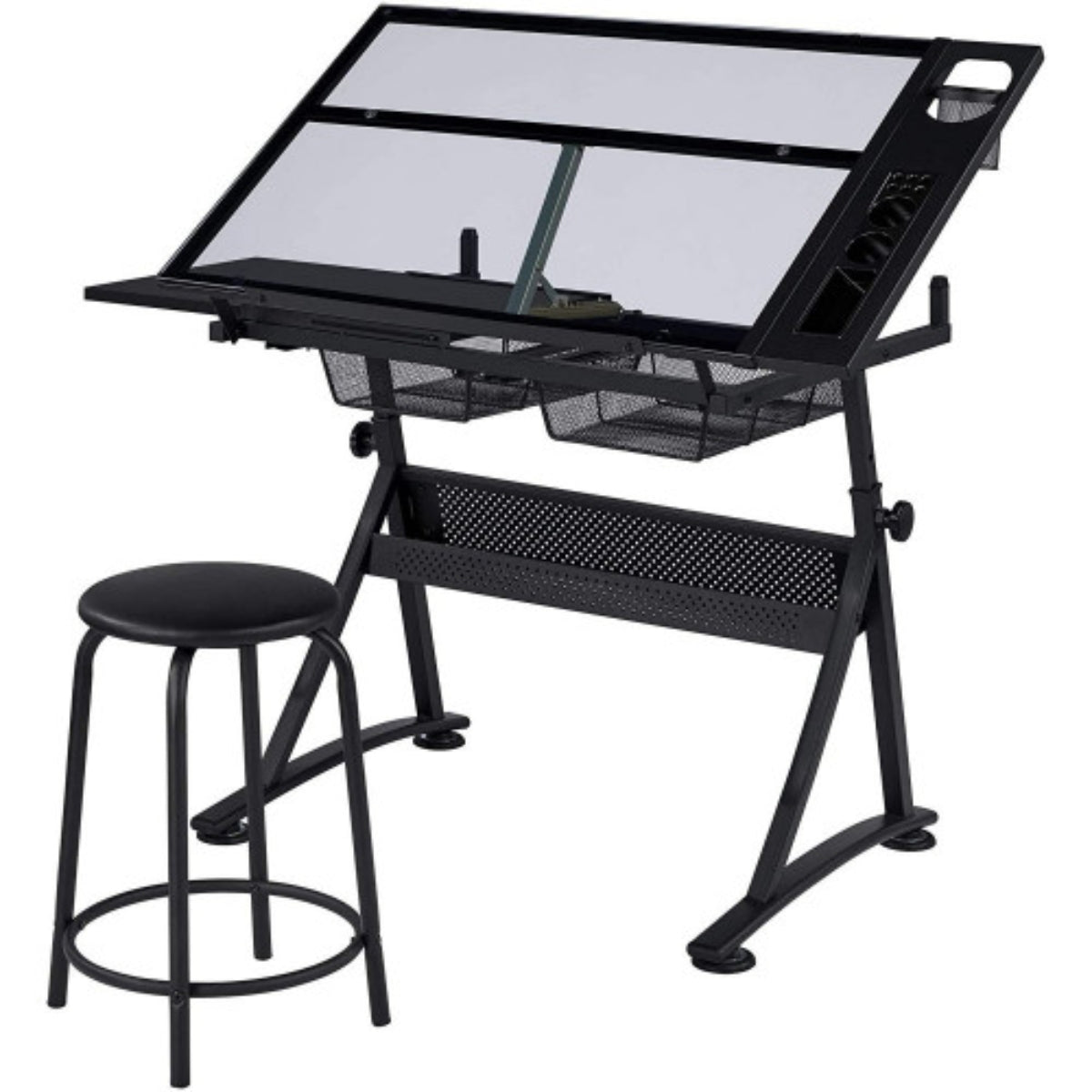 Mesa Para Desenho De Vidro com Banqueta Board Glass