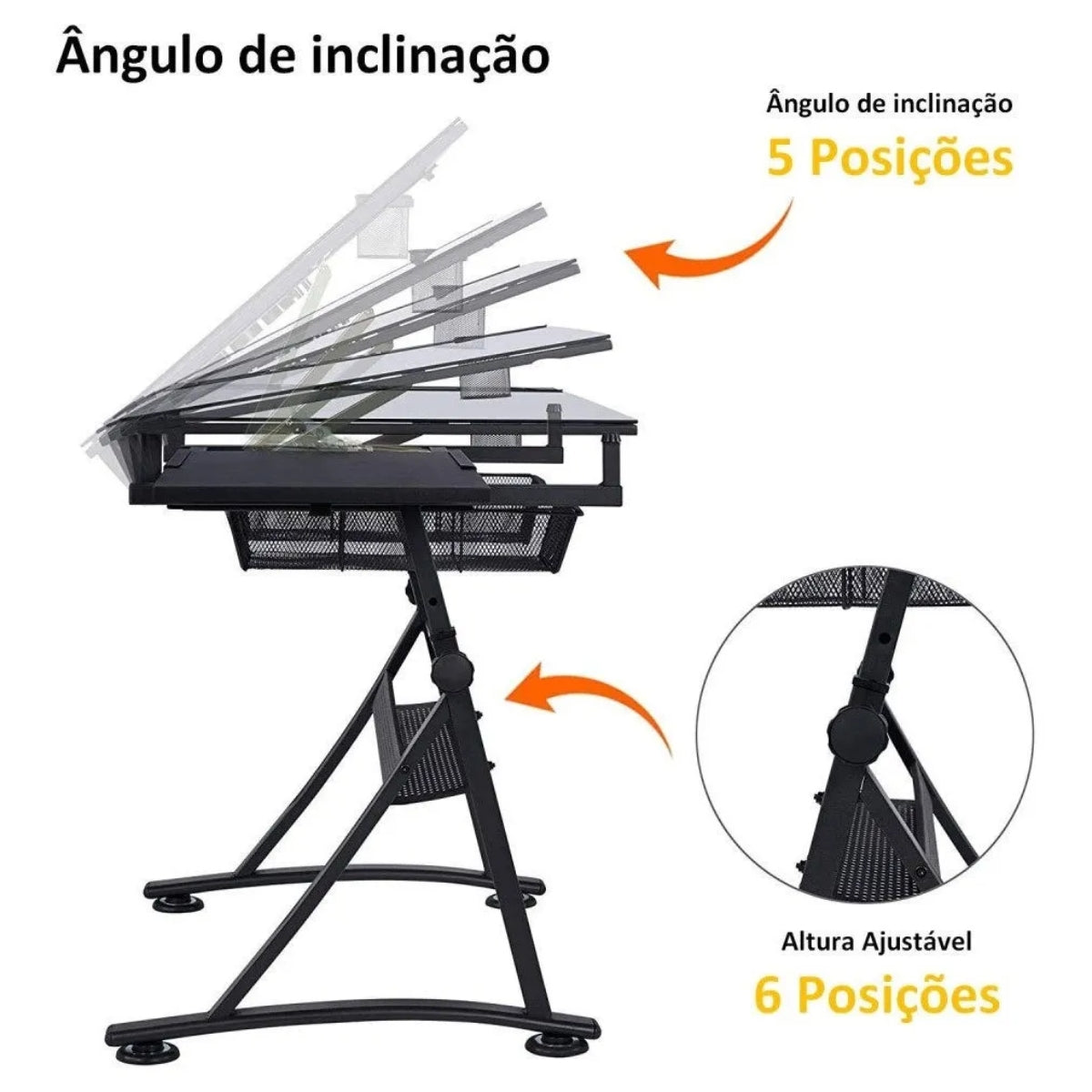 Mesa Para Desenho De Vidro com Banqueta Board Glass