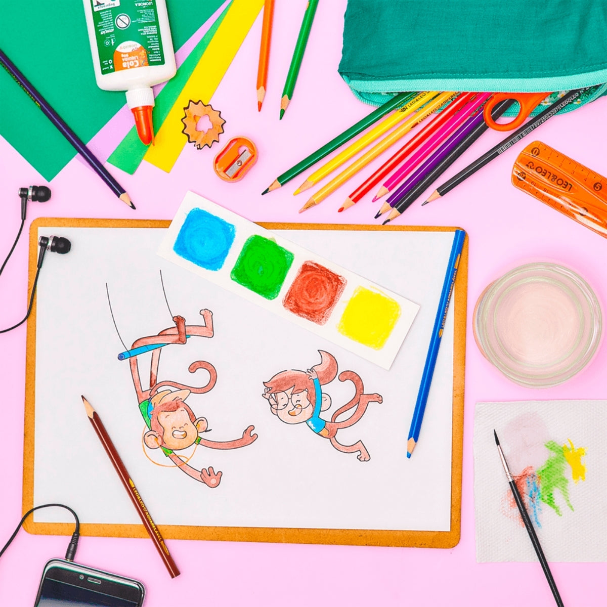 Estojo Lápis Aquarelavel com Pincel com 12 Cores - Leo & Leo 5549