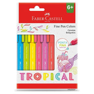 Estojo Caneta Fine Pen Colors 0,4mm Tropical 6 Cores - Faber-castell Fpb/es6zf