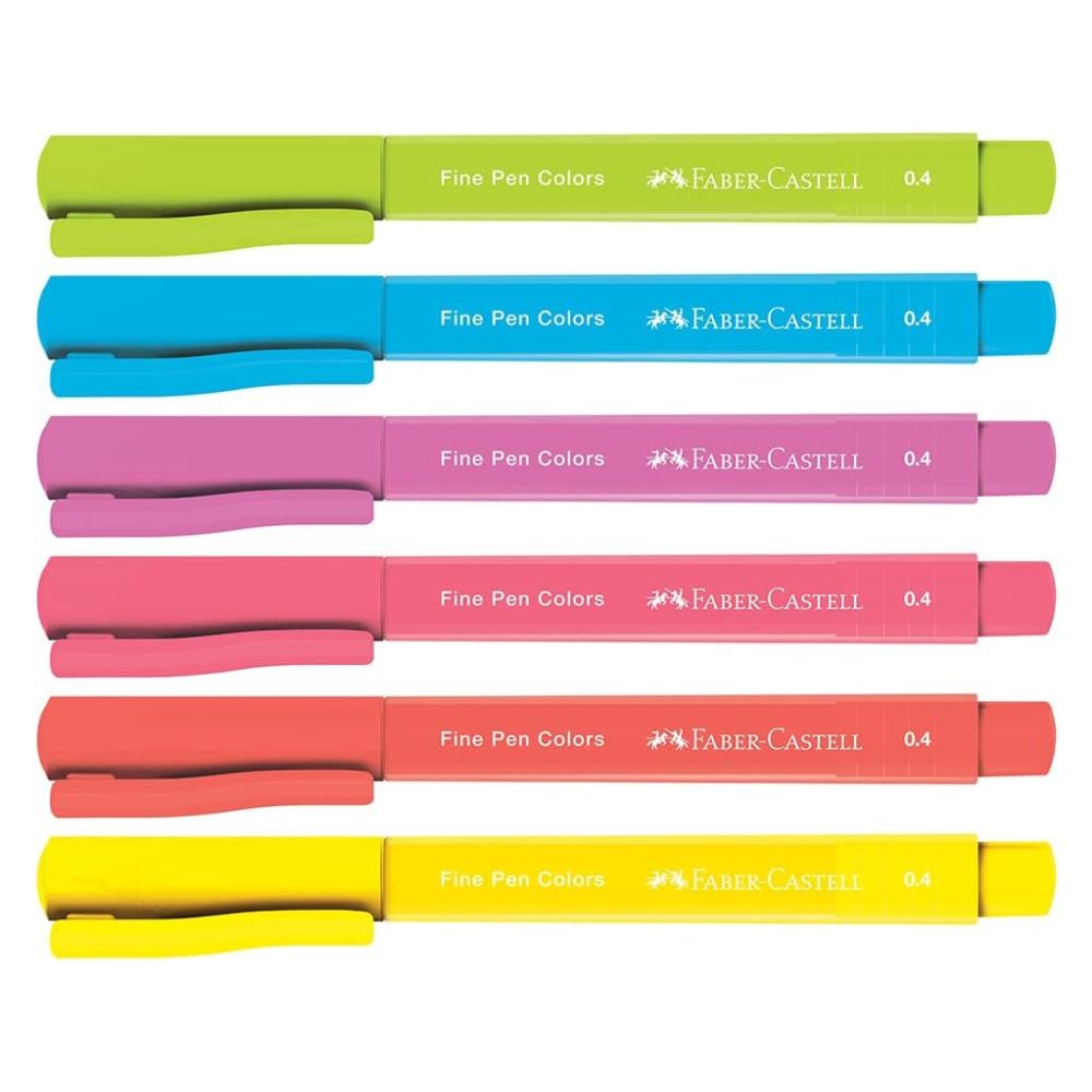 Estojo Caneta Fine Pen Colors 0,4mm Tropical 6 Cores - Faber-castell Fpb/es6zf