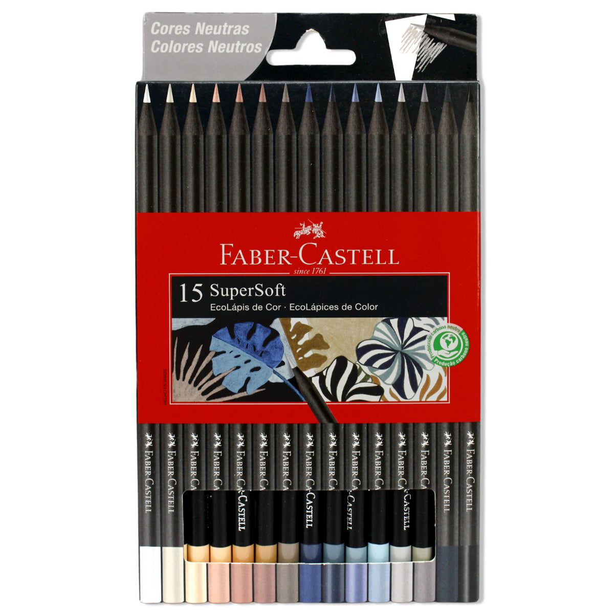 Estojo Lápis de Cor Ecolápis Supersoft Neutras 15 Cores - Faber-castell 120715softcn