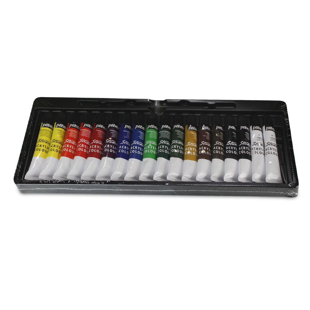 Estojo Tinta Acrílica Studio 12ml com 18 Cores - Pebeo