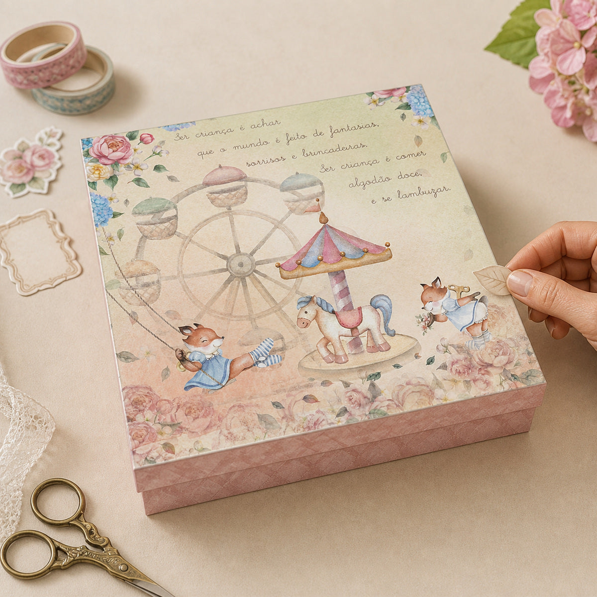 Papel Opadecor Parque Encantado 1 30,5x30,5cm 180g/m² para Scrapbook e Artesanato 3251 - Opa