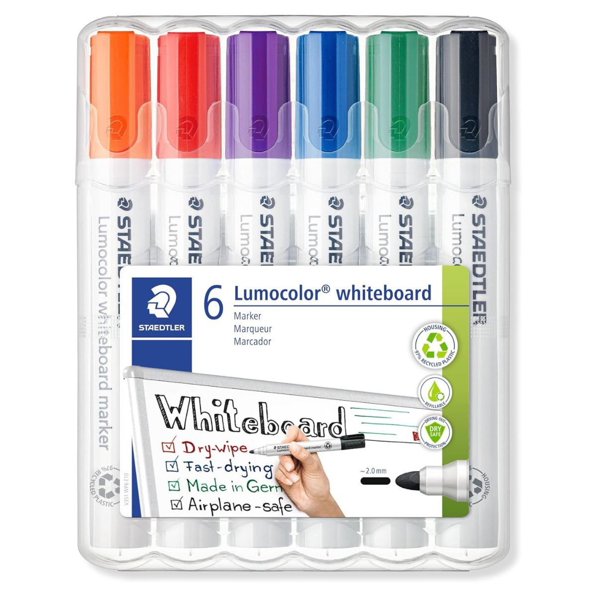 Estojo Marcador Staedtler para Quadro Branco Lumograph com 6 Cores