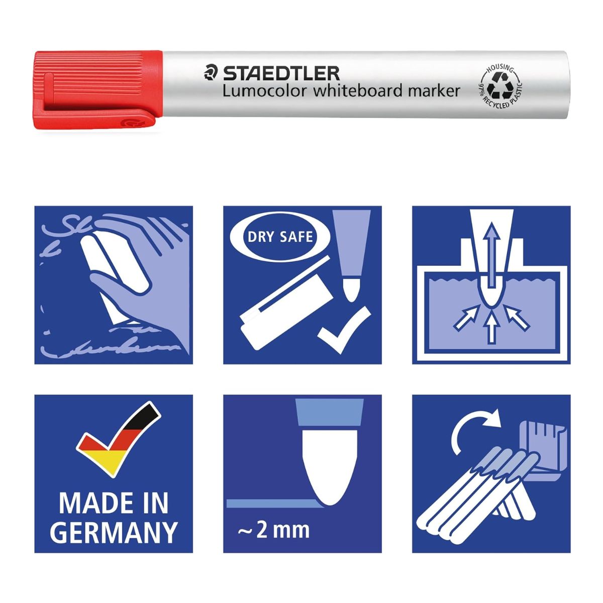 Estojo Marcador Staedtler para Quadro Branco Lumograph com 6 Cores