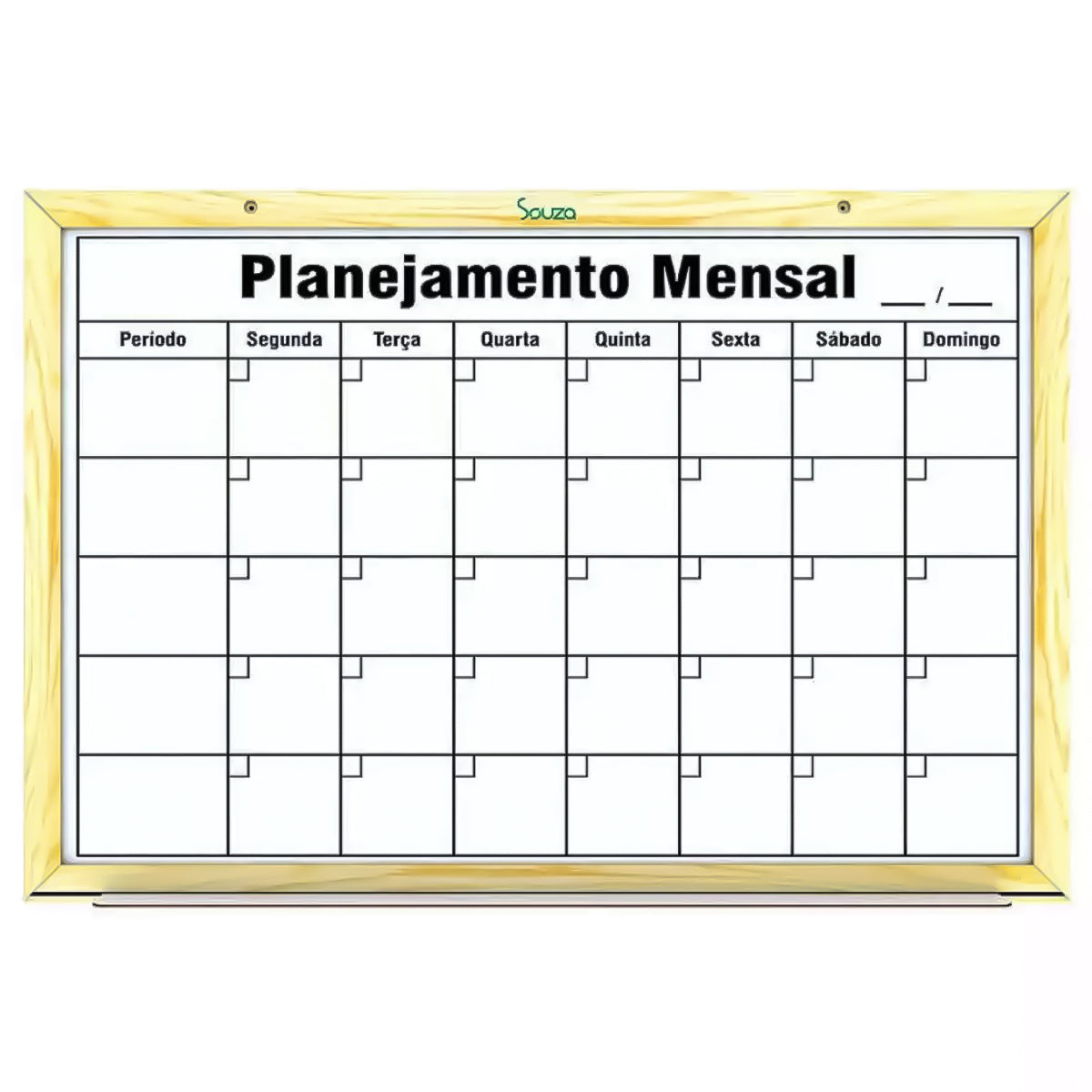 Quadro Branco Standard Semanal 80x60 Pinus Luxo Souza & Cia
