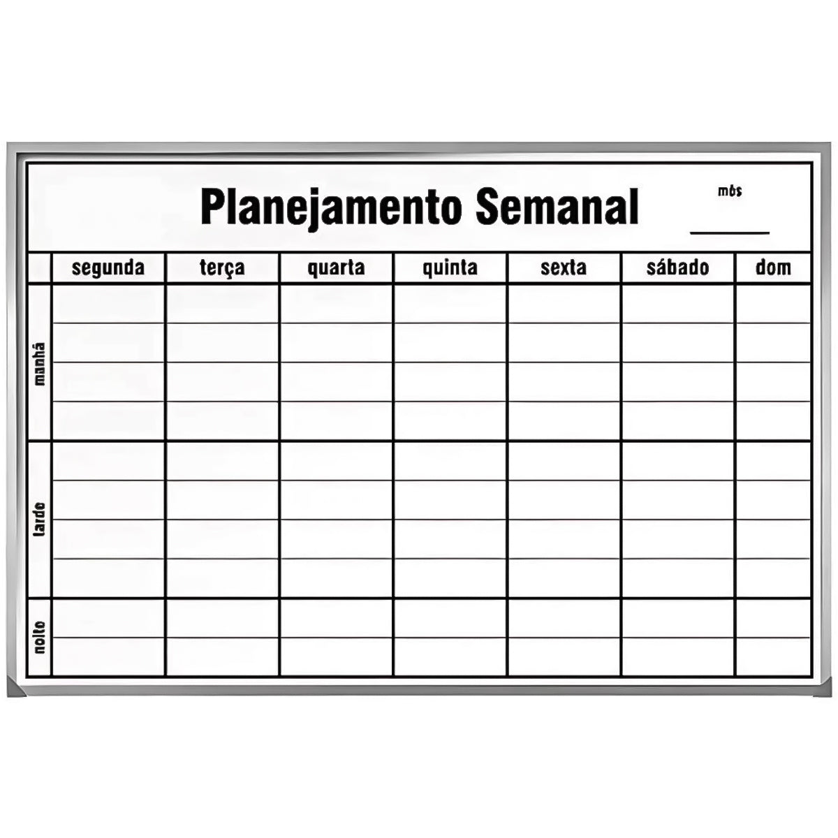 Quadro Branco Souza Standard Semanal 80x60 Moldura Alumínio 
