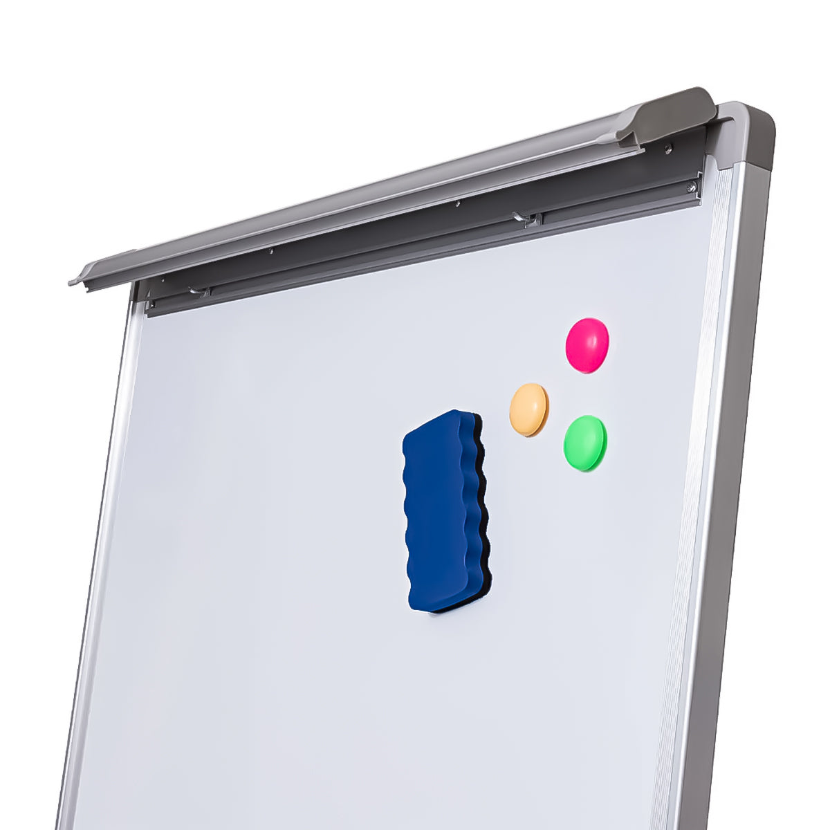 Cavalete Flip Chart Branco Mágnetico 100x70cm Pés Alumínio com Rodizio