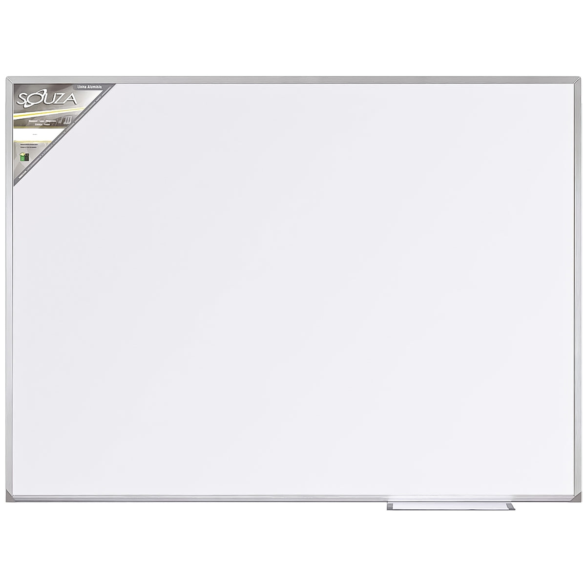Quadro Branco Souza Luxo Mágnetico 1,20x90cm com Moldura de Aluminio Frisado