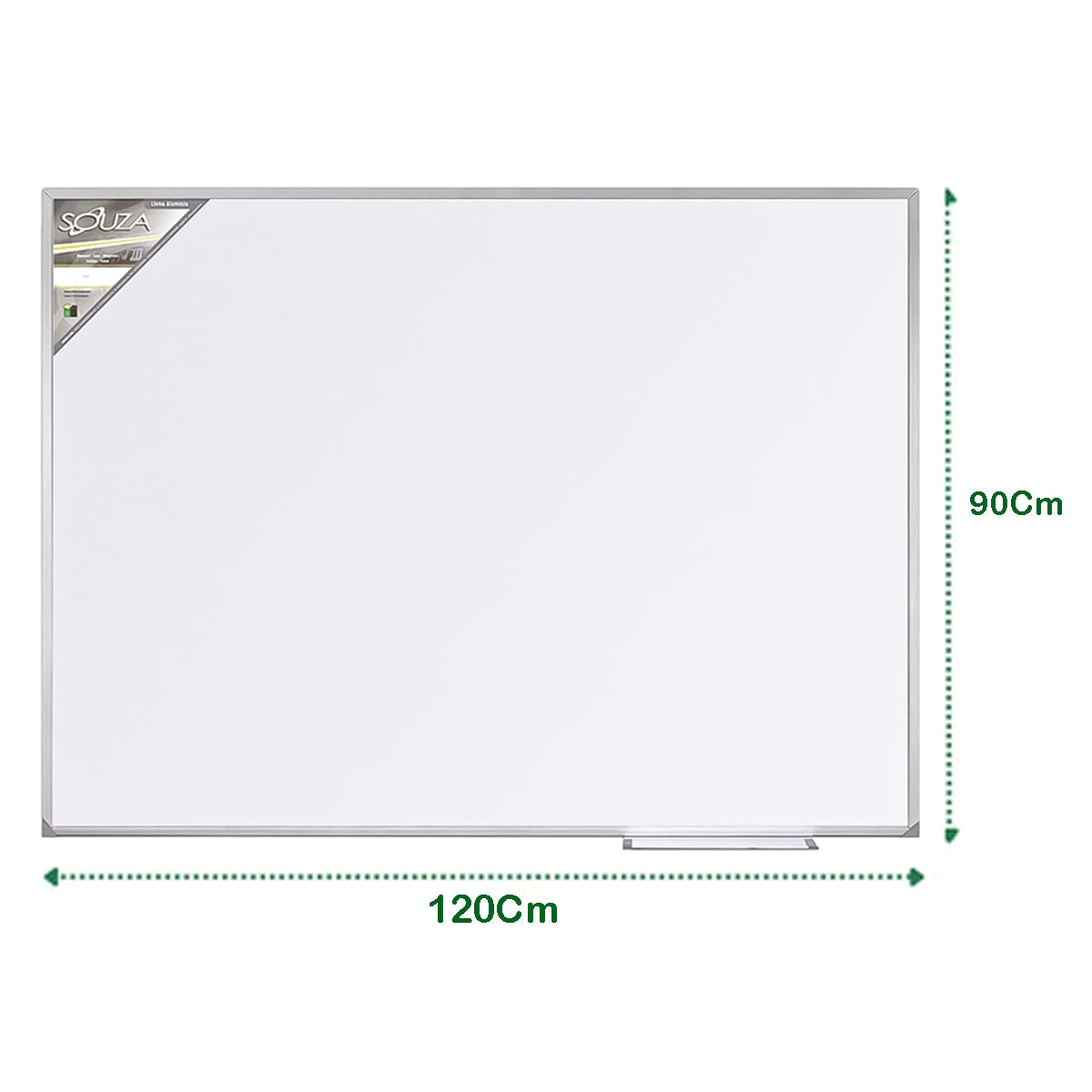 Quadro Branco Souza Luxo Mágnetico 1,20x90cm com Moldura de Aluminio Frisado