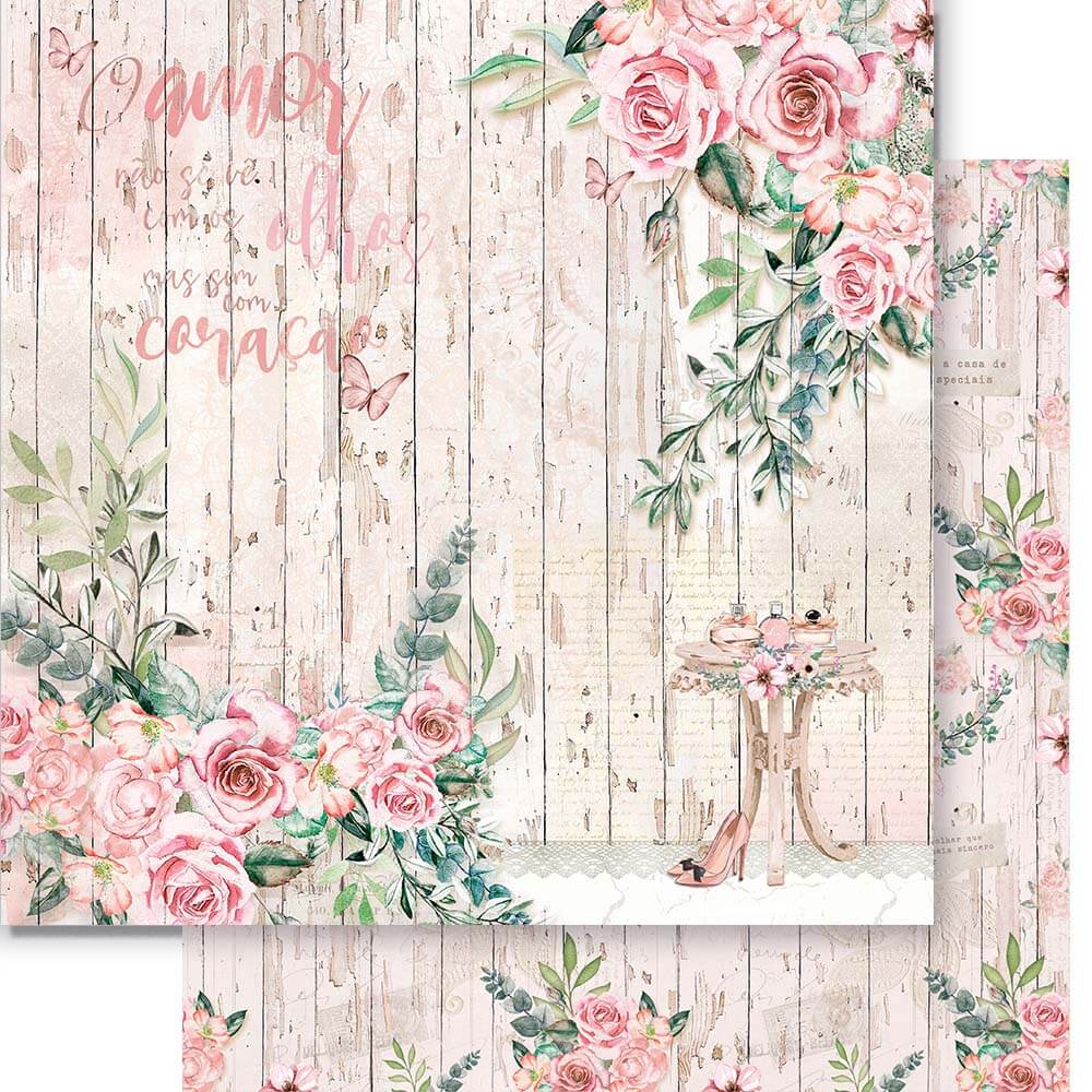 Papel para Scrapbook Dupla Face Coleção Shabby Chic 30,5x30,5cm para Scrapbook e Papelaria Criativa Sd-1233 - Litoarte