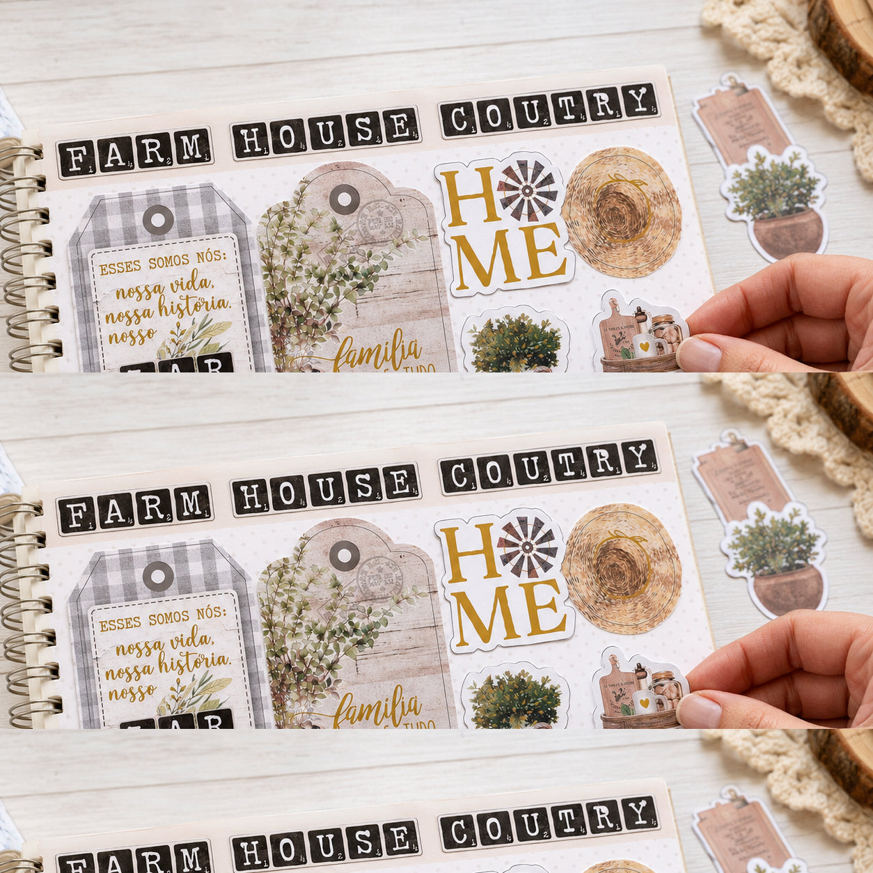 Die Cuts Apliques Recortados em Papel C Hot Stamping Coleção Farm House 15,1x13,1cm para Scrapbook e Scrapdecor Ldch-015 - Litoarte