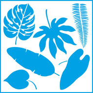 Stencil - Folhas Tropicais 20x20cm para Pintura Decorativa e Artesanato Stxx-066 - Litoarte