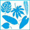 Stencil - Folhas Tropicais 20x20cm para Pintura Decorativa e Artesanato Stxx-066 - Litoarte