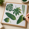 Stencil - Folhas Tropicais 20x20cm para Pintura Decorativa e Artesanato Stxx-066 - Litoarte