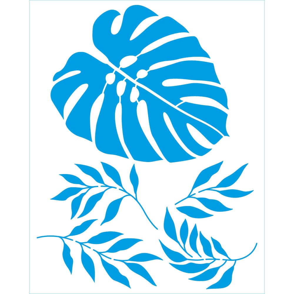 Stencil Retangular Folhas Tropicais 20x25cm para Pintura Decorativa e Artesanato Strl-016 - Litoarte