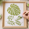 Stencil Retangular Folhas Tropicais 20x25cm para Pintura Decorativa e Artesanato Strl-016 - Litoarte