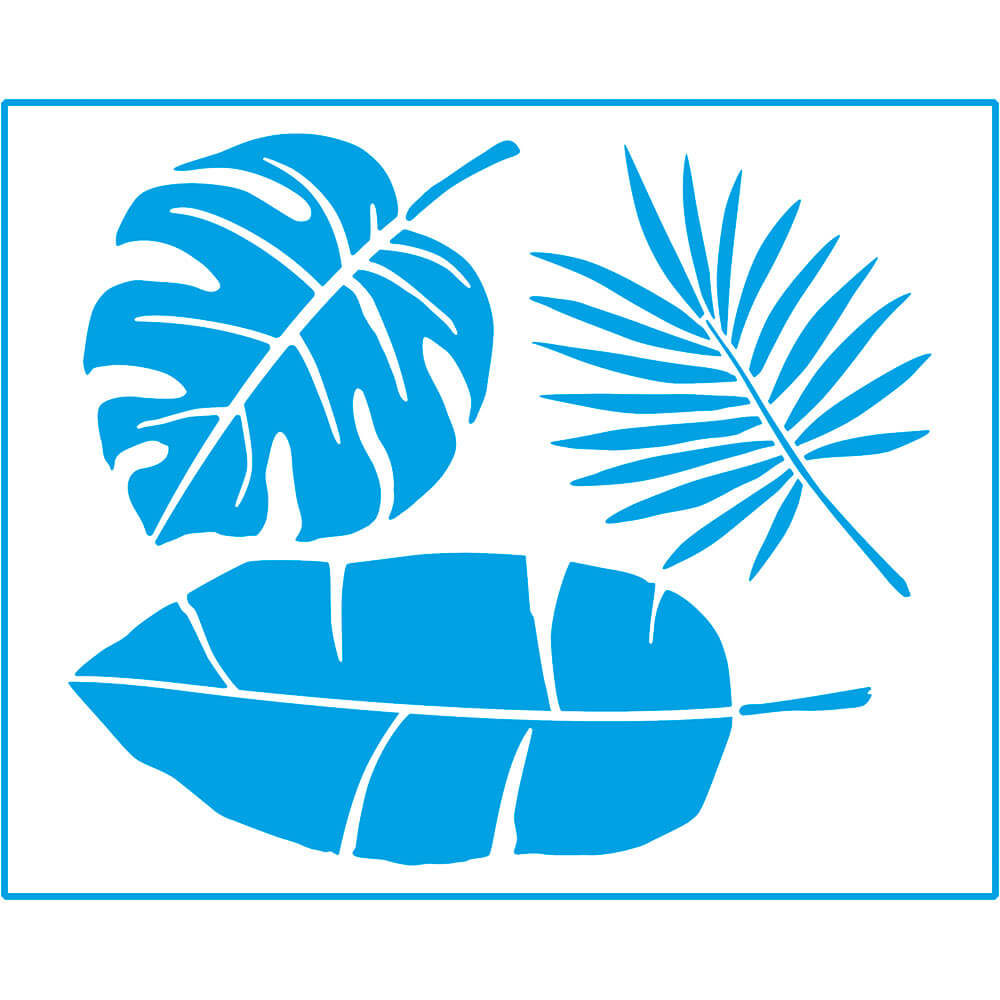 Stencil Retangular Folhas Tropicais 20x25cm para Pintura Decorativa e Artesanato Str-076 - Litoarte