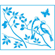 Stencil Médio Pássaros Ii 17x21cm para Pintura Decorativa e Artesanato Stm-306 - Litoarte