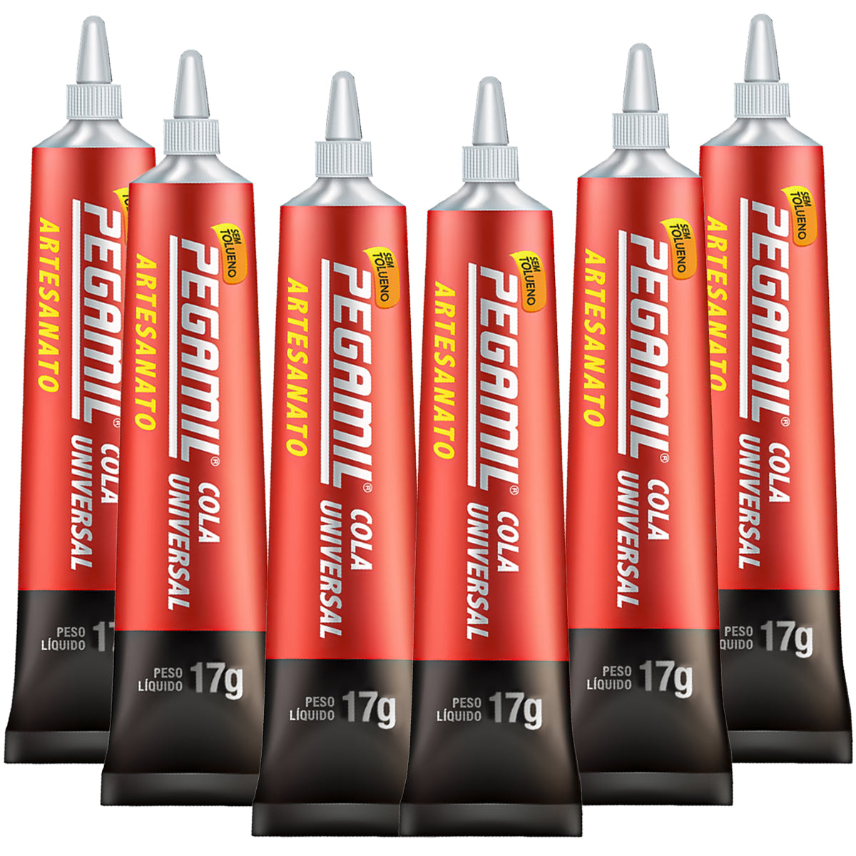 Cola Pegamil Universal Artesanato Kit com 6 Unidades 17g