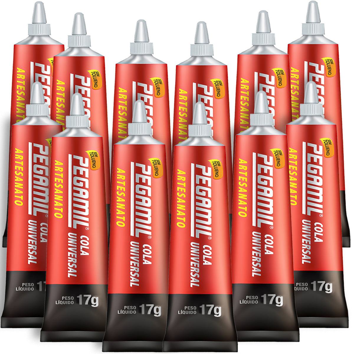 Cola Pegamil Universal Artesanato Kit com 12 Unidades 17g