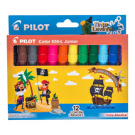 Canetinhas Hidrográficas Laváveis Color 850-l Junior com 12 Cores para Desenhar e Colorir - Pilot