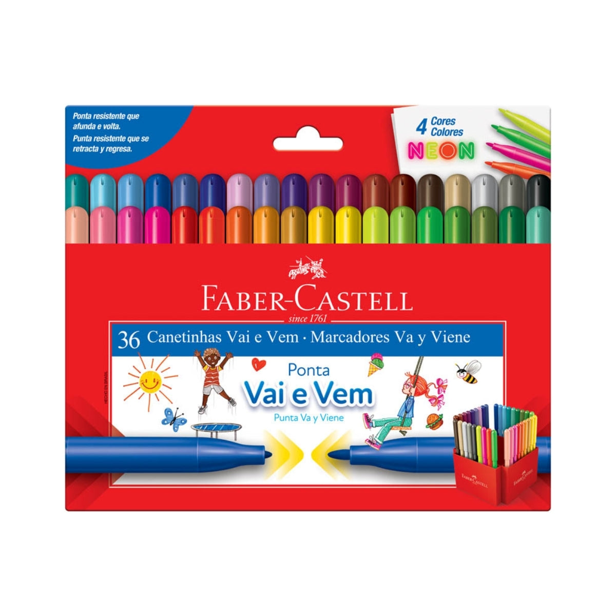 Estojo Canetinhas Vai e Vem 36 Cores - Faber-castell 15.0136Vvzf