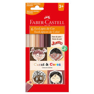 Estojo Lápis de Cor Ecolápis Jumbo Caras & Cores Tons de Pele 6 Cores - Faber-castell 125006cc