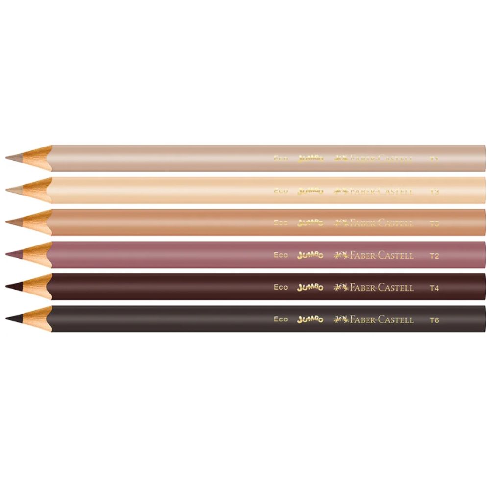 Estojo Lápis de Cor Ecolápis Jumbo Caras & Cores Tons de Pele 6 Cores - Faber-castell 125006cc