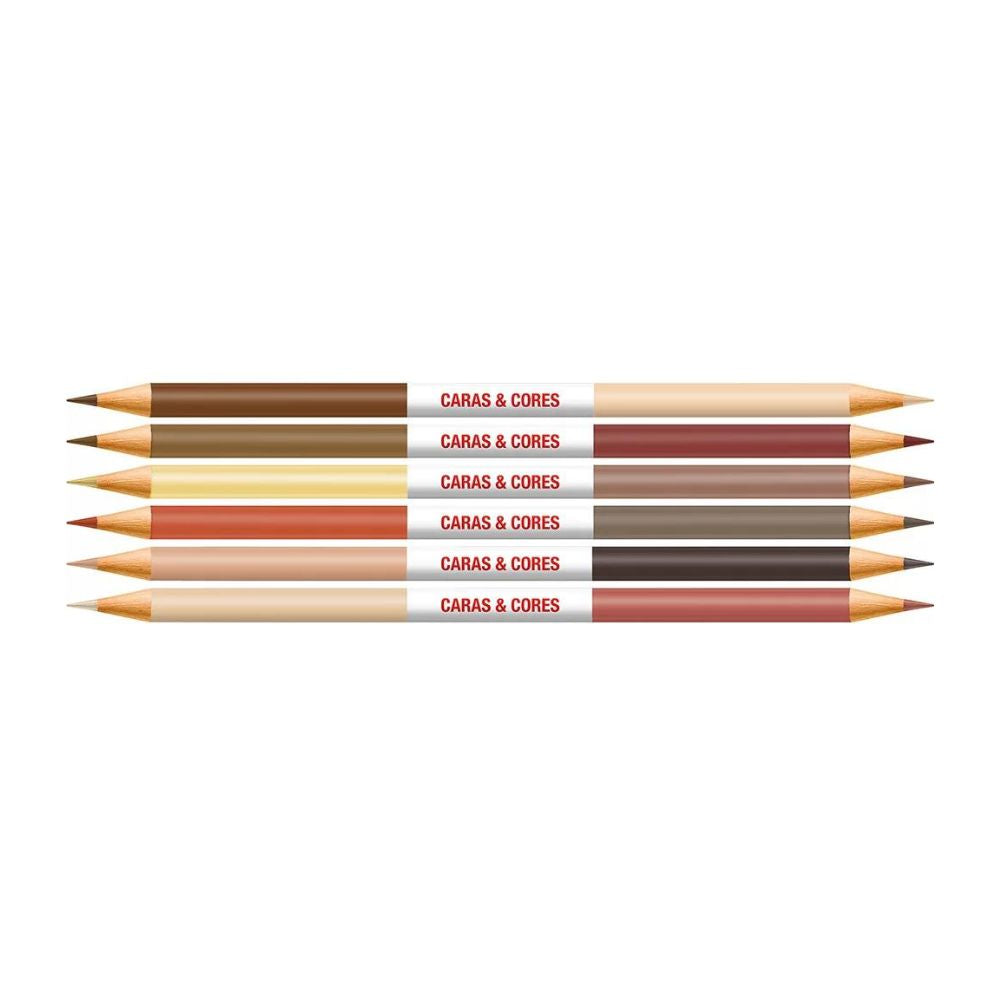 Estojo Lápis de Cor Ecolápis Caras & Cores Tons de Pele 12 Cores - Faber-castell 120606cc