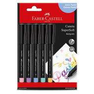 Estojo Caneta Esferográfica Supersoft Pastel 1,0mm 5 Cores - Faber-castell Bpss/estpzf