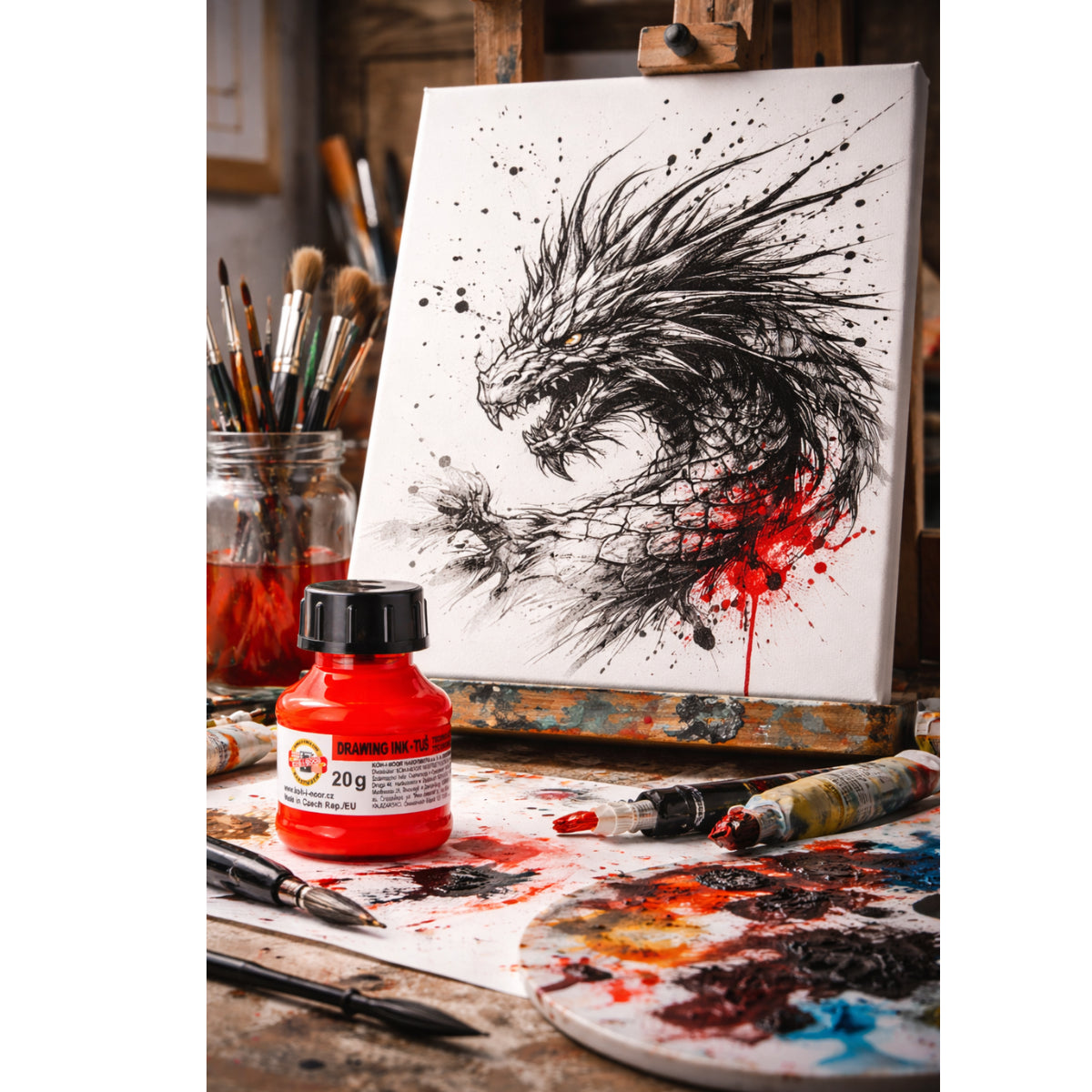 Tinta Caligrafia Drawing Ink 20grl Koh-i-noor Laranja