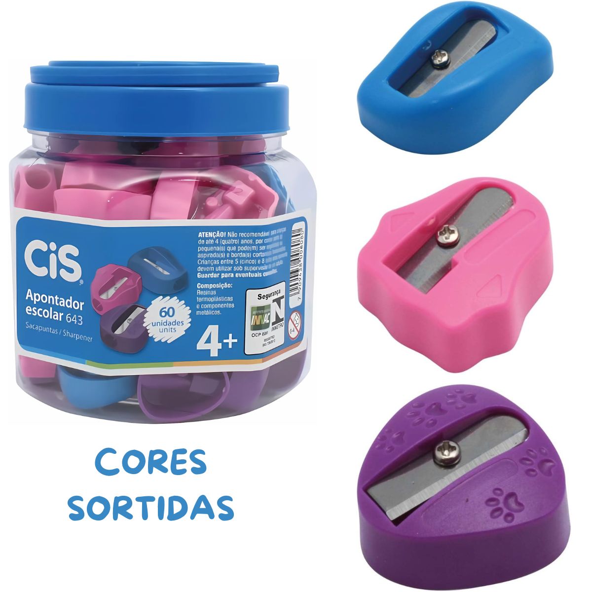 Apontador Escolar 643 - Cores Sortidas - Cis